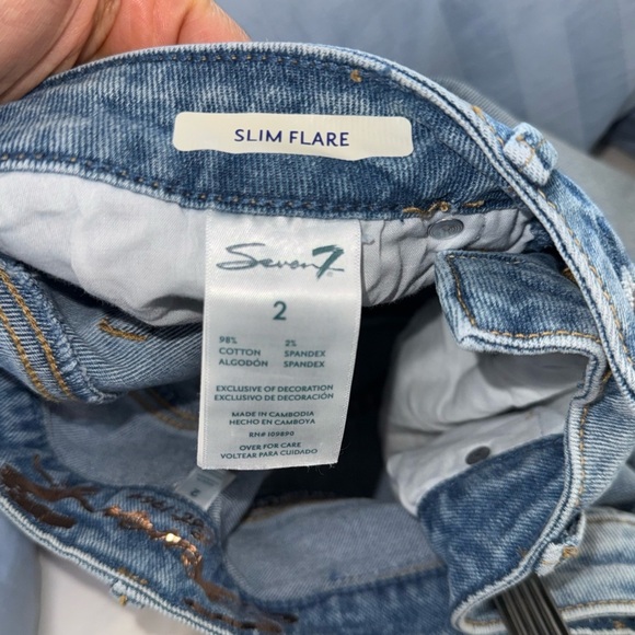 Seven 7 Jeans Womens Size 2 Flare Slim Light Blue High Distressed Felicity - Picture 4 of 9